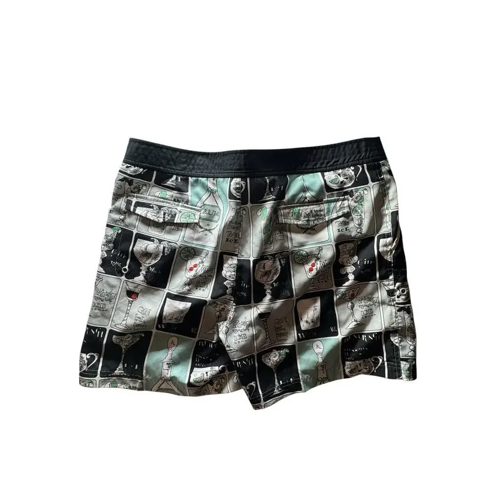 Penguin Happy Hour Cocktails‎ Mens' Lined Swim Shorts Trunks Size 36 Rum Tiki